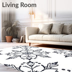 Monochromatic Floral Medallion Arrangement Rug