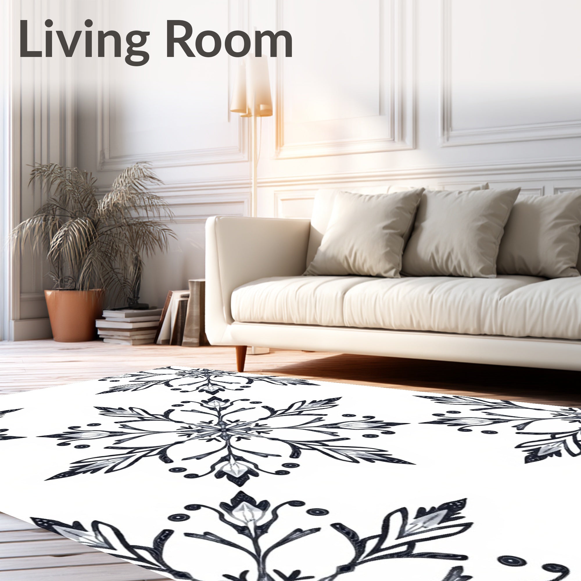 Monochromatic Floral Medallion Arrangement Rug