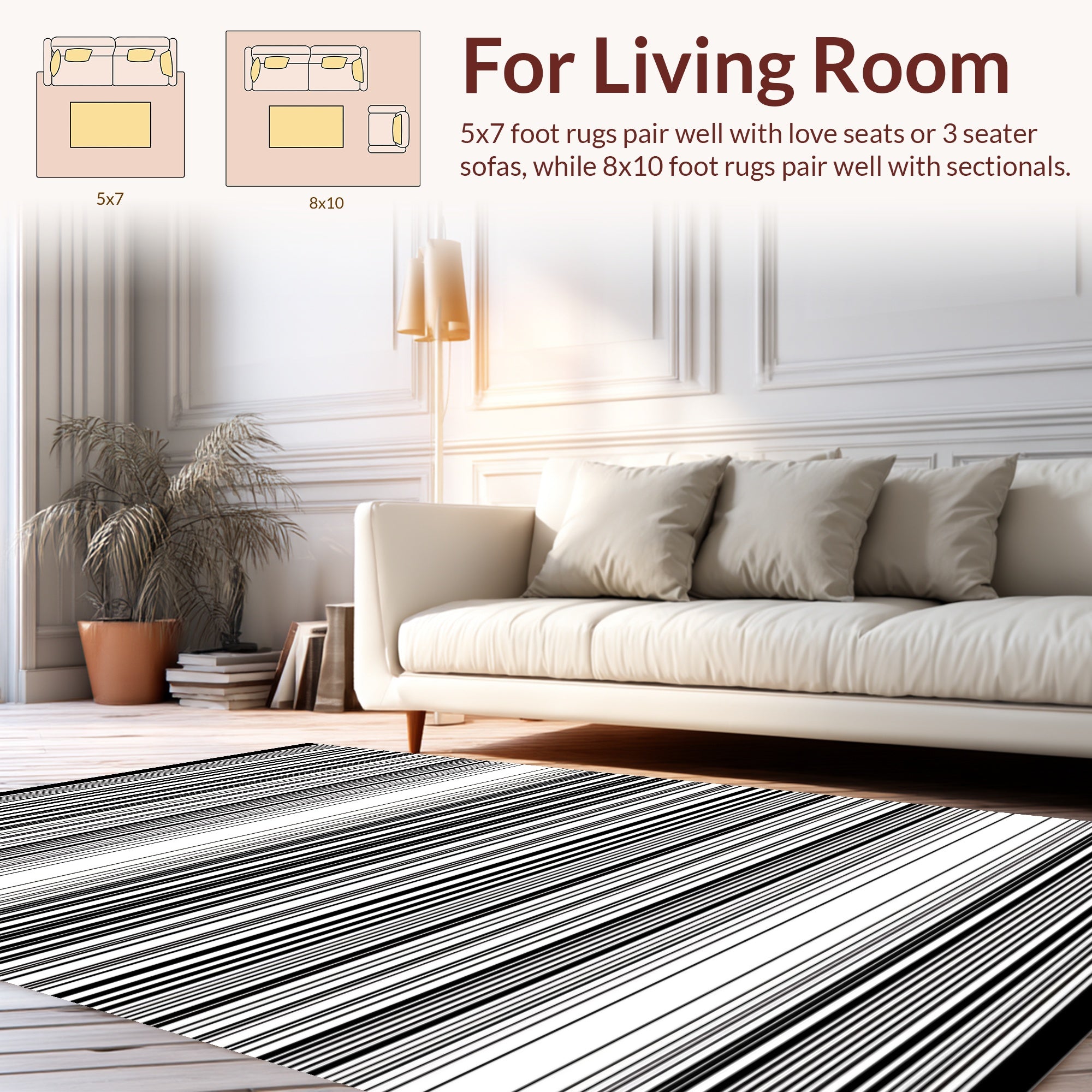 Minimalist Black White Stripe Rug