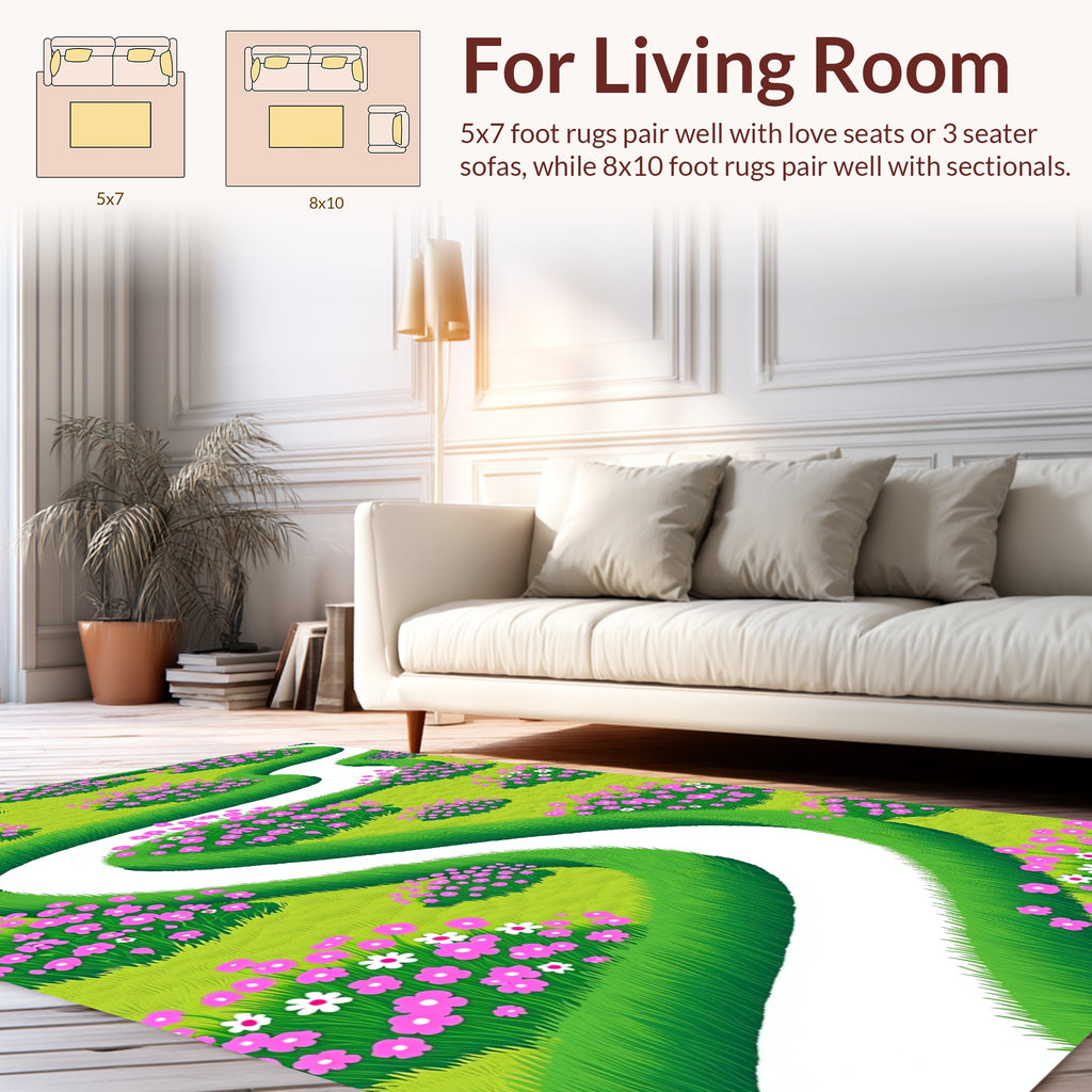 Whimsical Garden Path Floral Design Rug