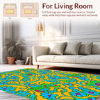 Groovy Blue Floral Swirl Design Rug