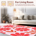 Retro Floral Pattern With Red Flowers Rug
