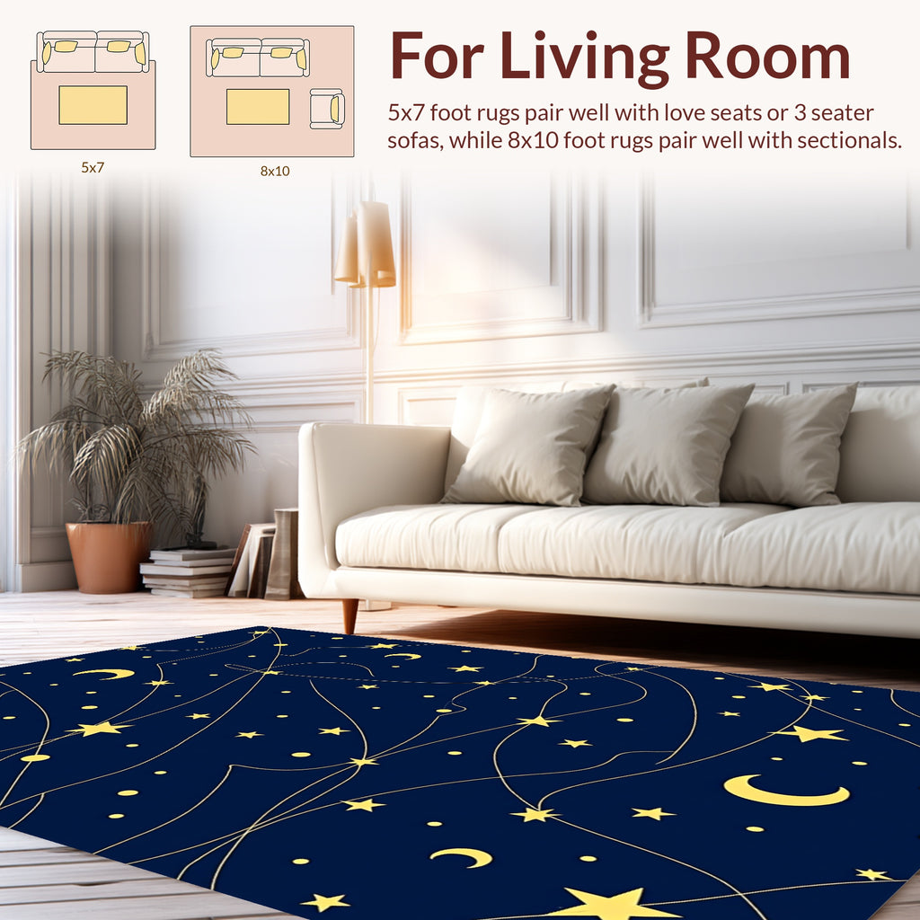 Night Sky Celestial Star Pattern Rug