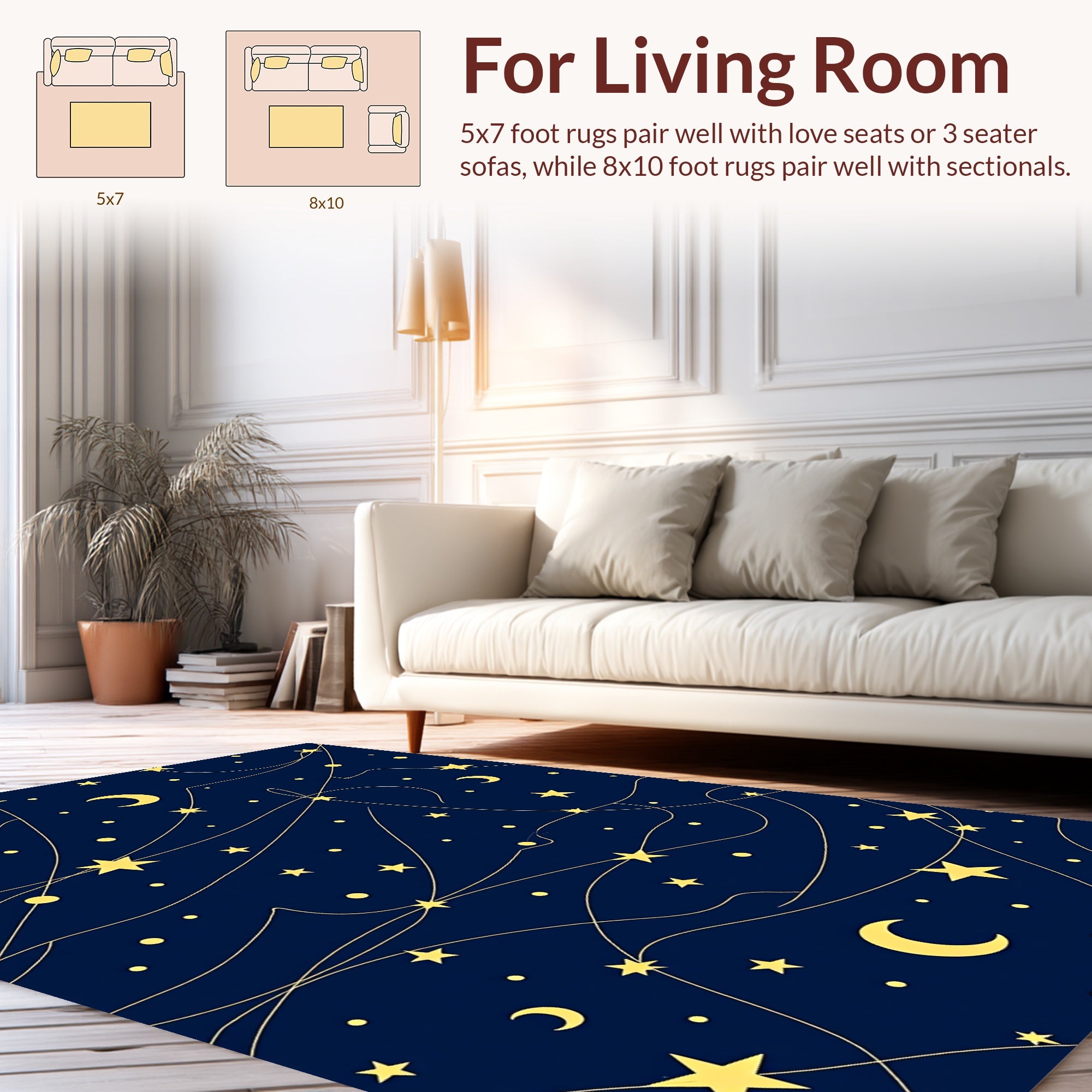 Night Sky Celestial Star Pattern Rug