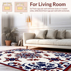 Red Blue Floral Symmetry Pattern Rug