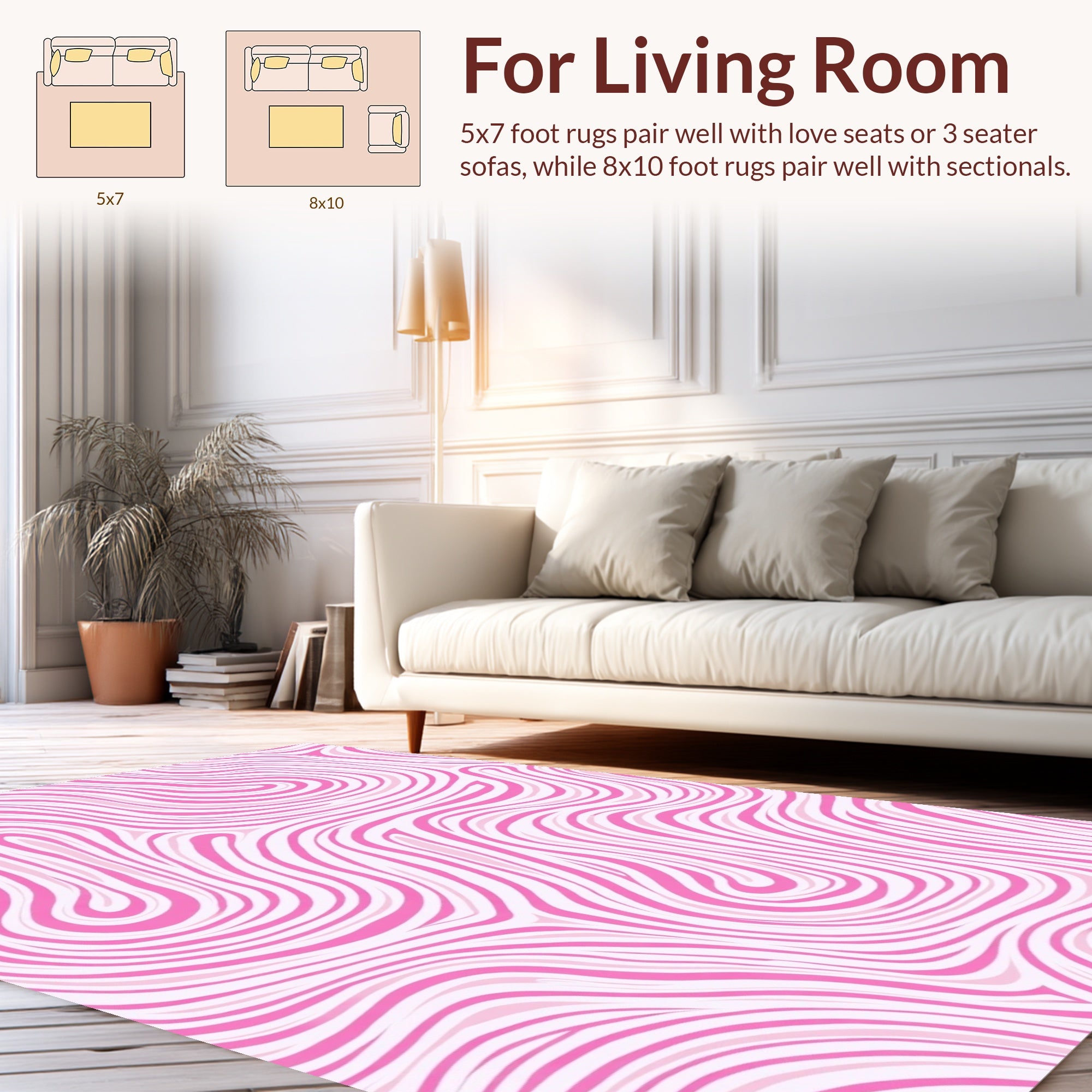 Pink Abstract Swirl Pattern Rug