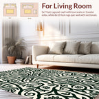 Symmetrical Black Floral Art Nouveau Rug