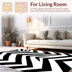Bold Black White Zigzag Pattern Rug