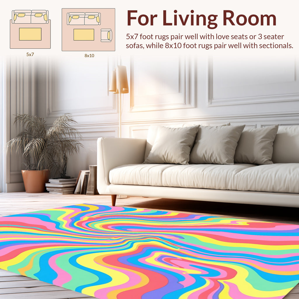 Psychedelic Swirl Rainbow Pattern Rug