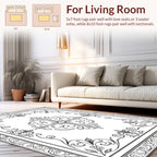 Ornate Scrollwork Floral Square Design Rug