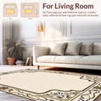 Elegant Art Nouveau Floral Border Rug