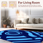 Abstract Blue Swirl Stripe Pattern Rug