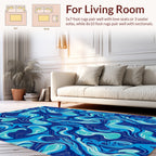 Abstract Swirls In 4 Blues Rug