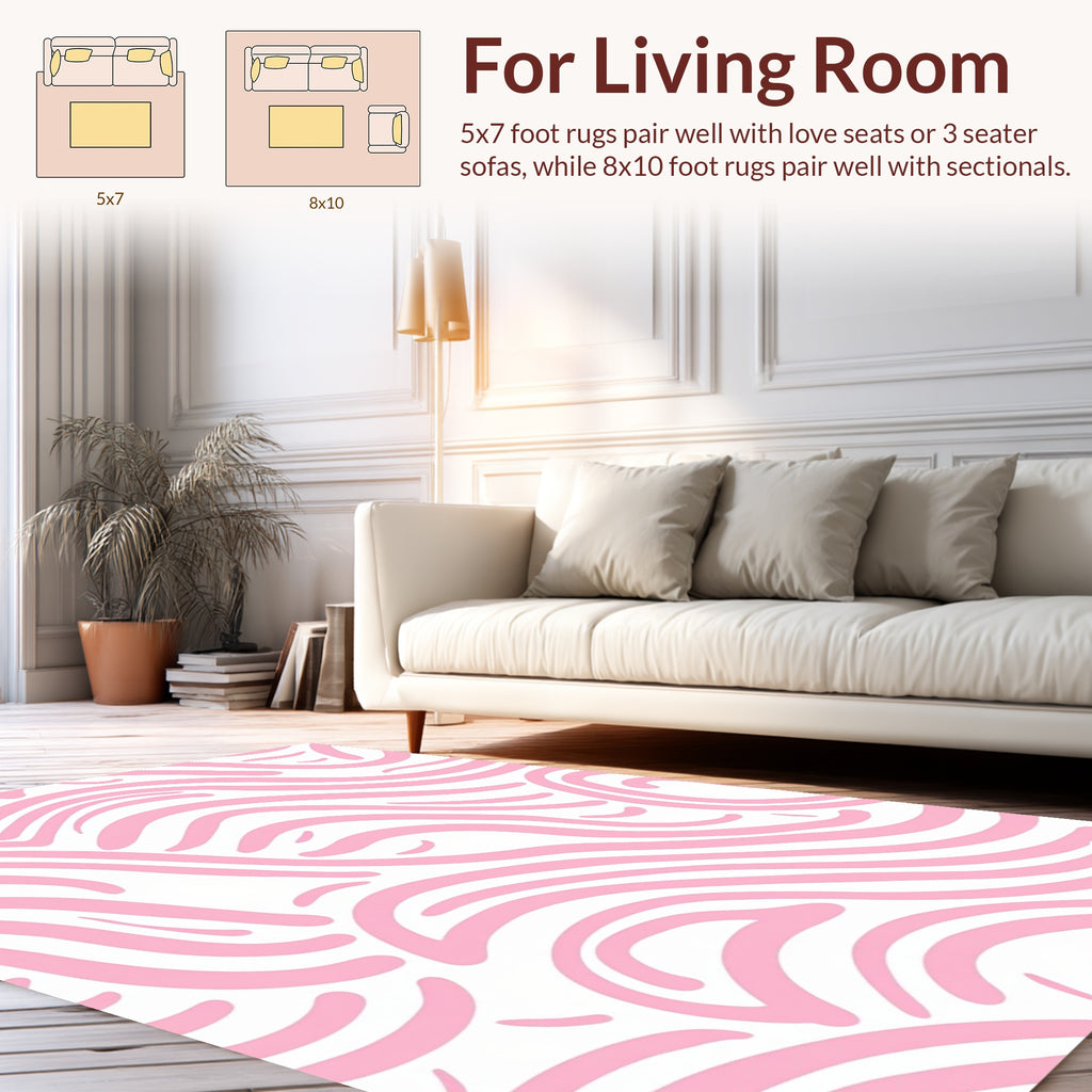Pink Wave Pattern Abstract Design Rug