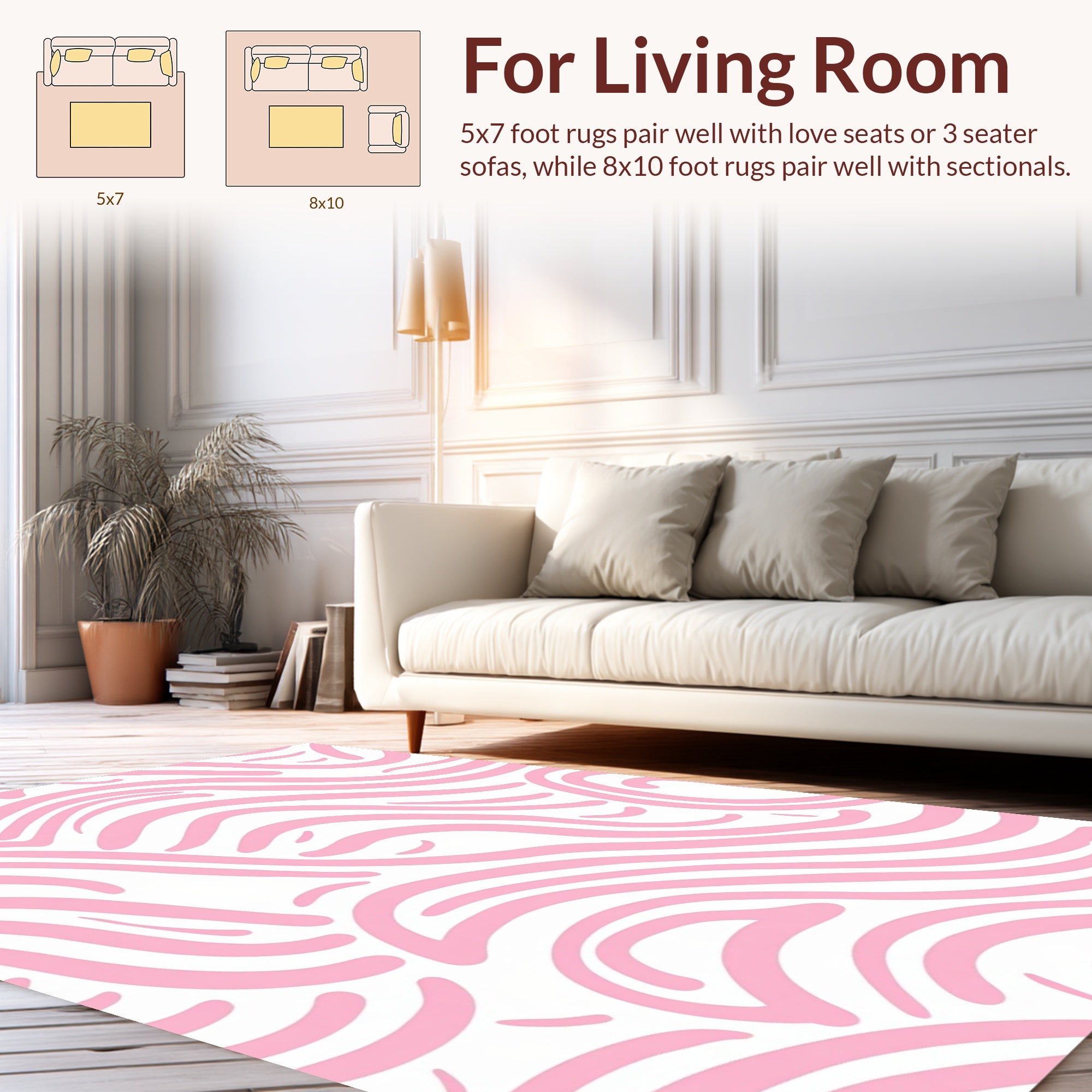 Pink Wave Pattern Abstract Design Rug