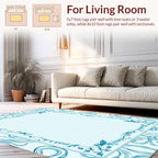 Art Nouveau Teal Swirl Botanical Design Rug