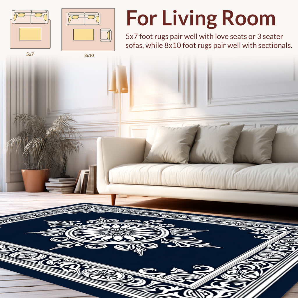 Ornate Floral Mandala Style Design Rug