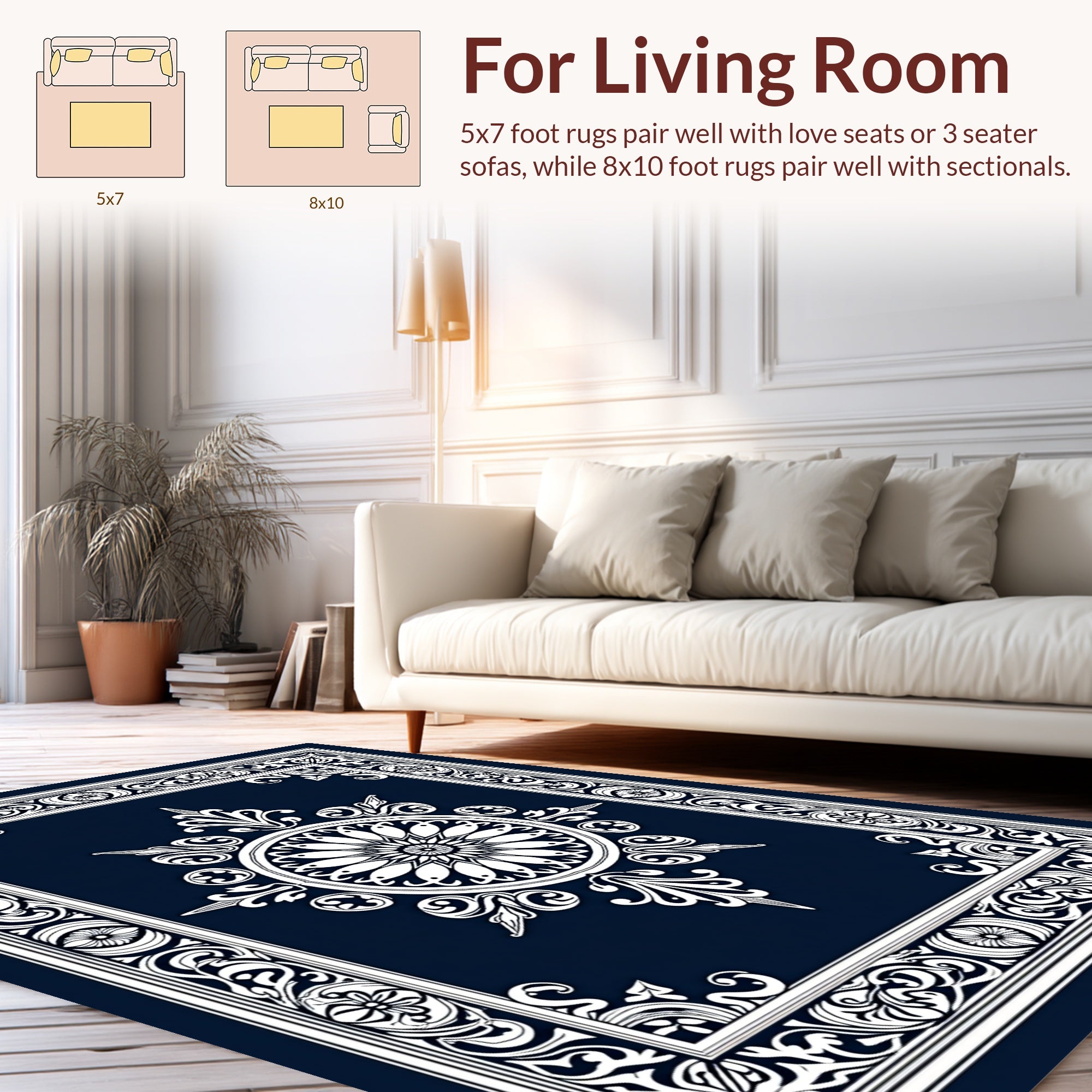 Ornate Floral Mandala Style Design Rug
