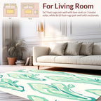 Abstract Green Leaf Pattern Rug