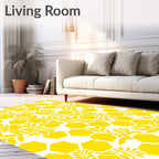 Yellow Hexagon Vine Pattern Rug