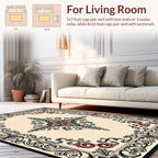 Ornate Floral Medallion Border Design Rug