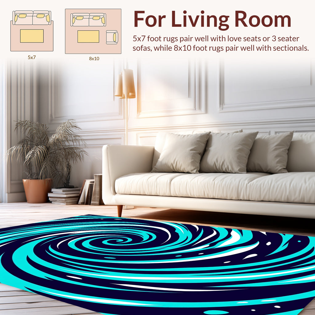 Dynamic Turquoise Swirl Pattern Rug