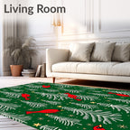 Crimson Cardinals on Pine Forest Background Rug