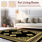 Black Gold Ornate Floral Patterned Rug