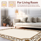 Ornamental Gold Brown Floral Frame Rug