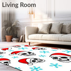 Festive Red Santa Skull Snowflake Rug