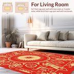 Bold Red Sunburst Mandala Design Rug