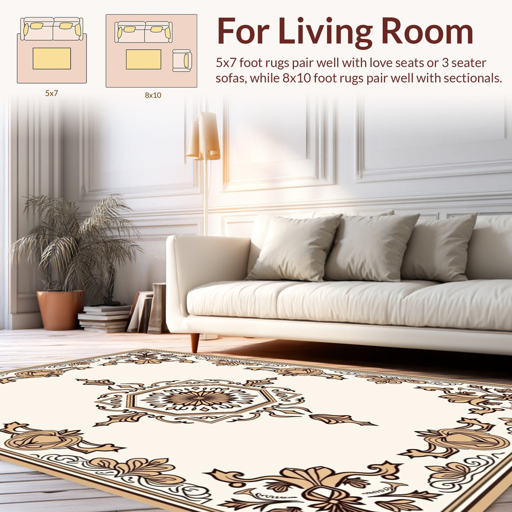 Classic Floral Octagon Frame Rug