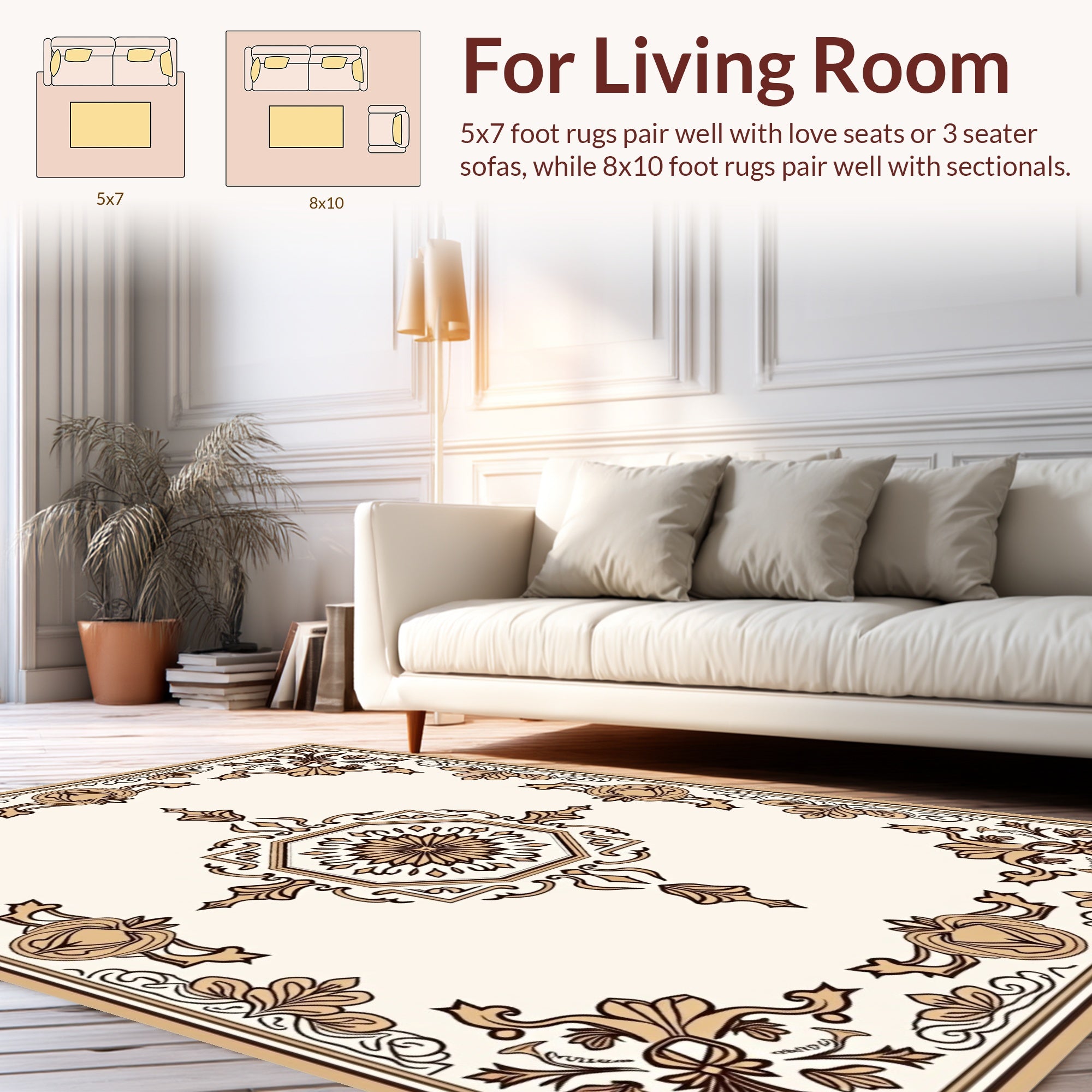 Classic Floral Octagon Frame Rug