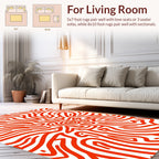 Bold Red Swirling Lines Pattern Rug
