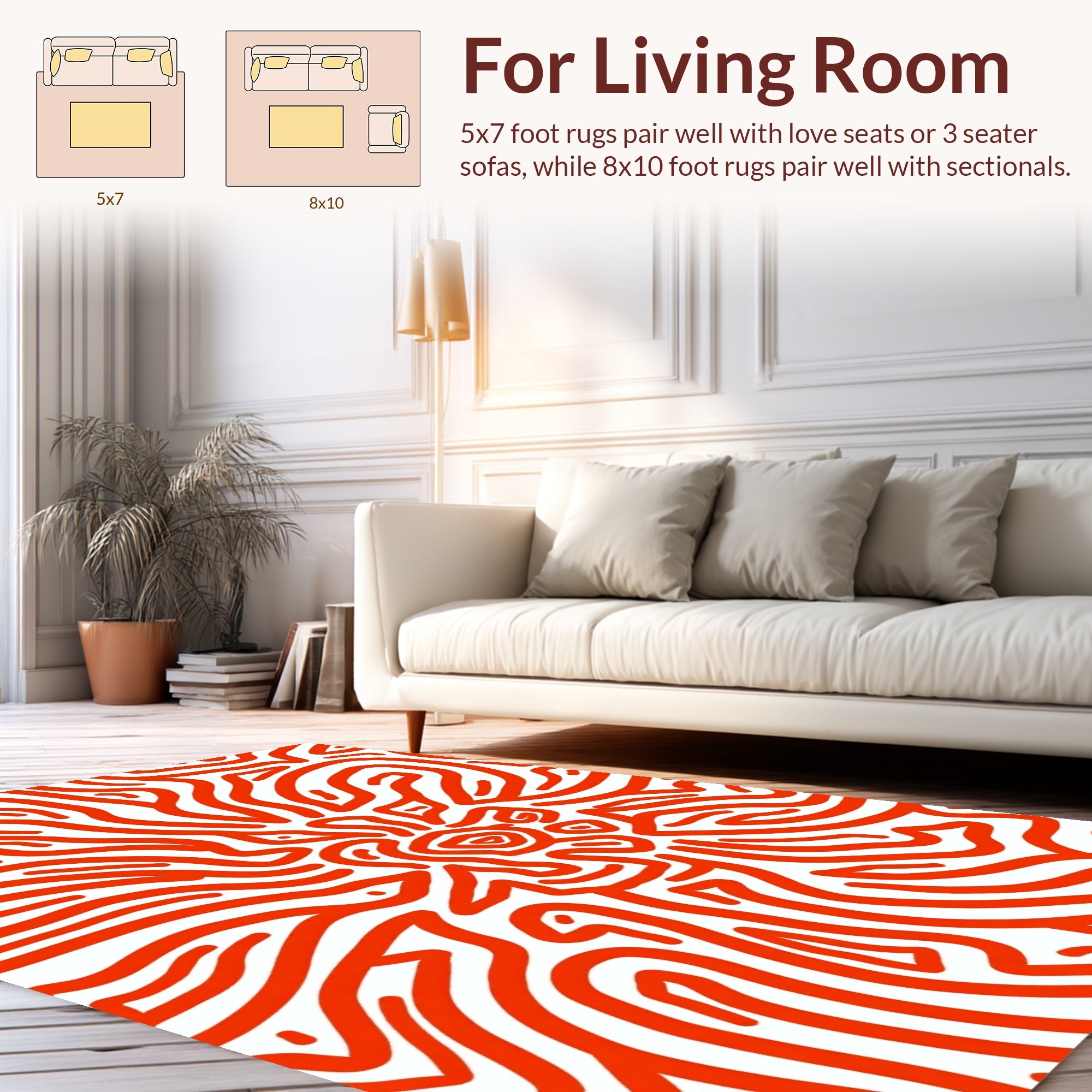 Bold Red Swirling Lines Pattern Rug