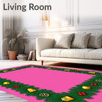 Festive Green Christmas Garland Bells Rug