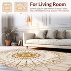 Golden Sunburst Mandala Style Rug