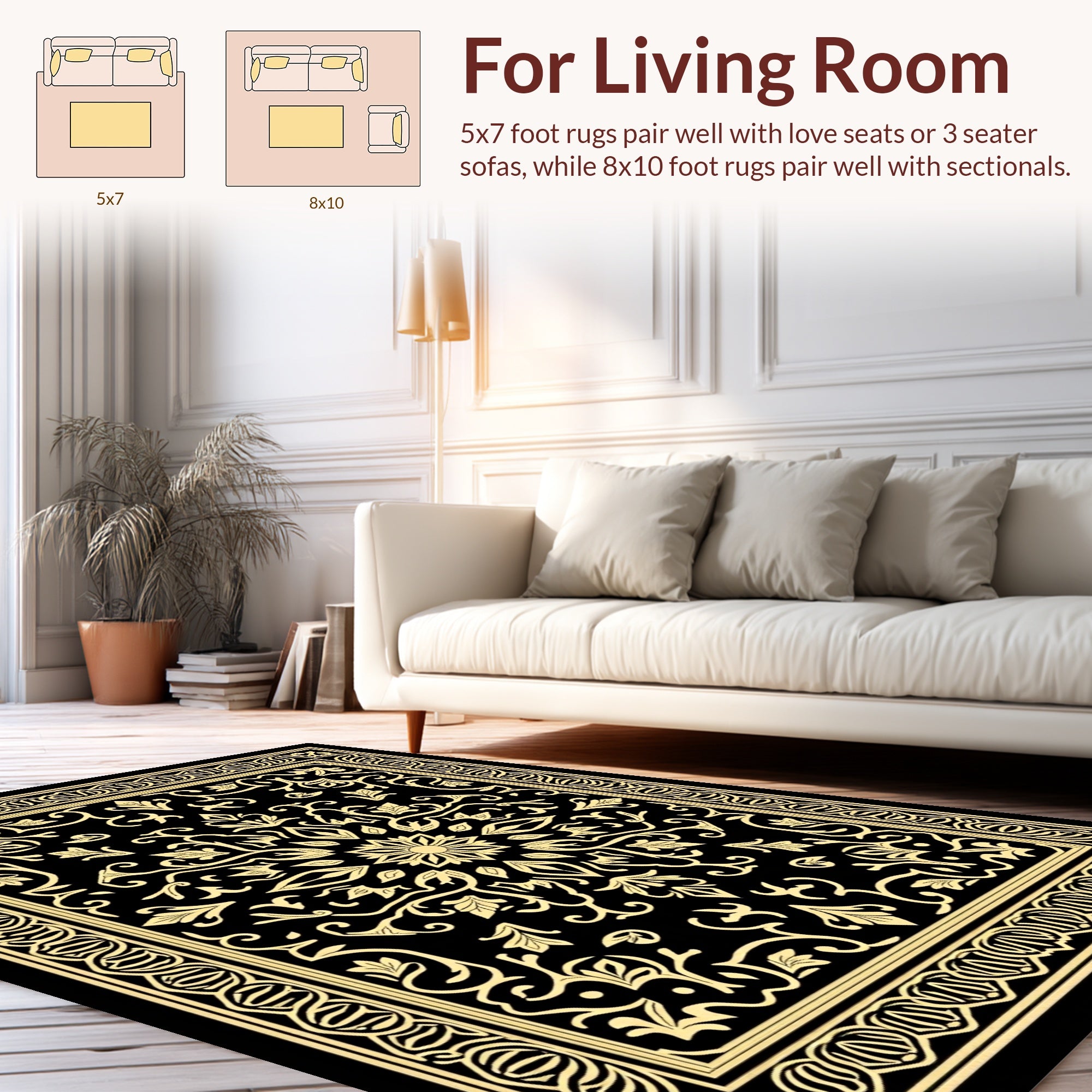 Ancient Floral Inlay Patterned Rug