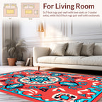 Bold Coral Aqua Medallion Pattern Design Rug