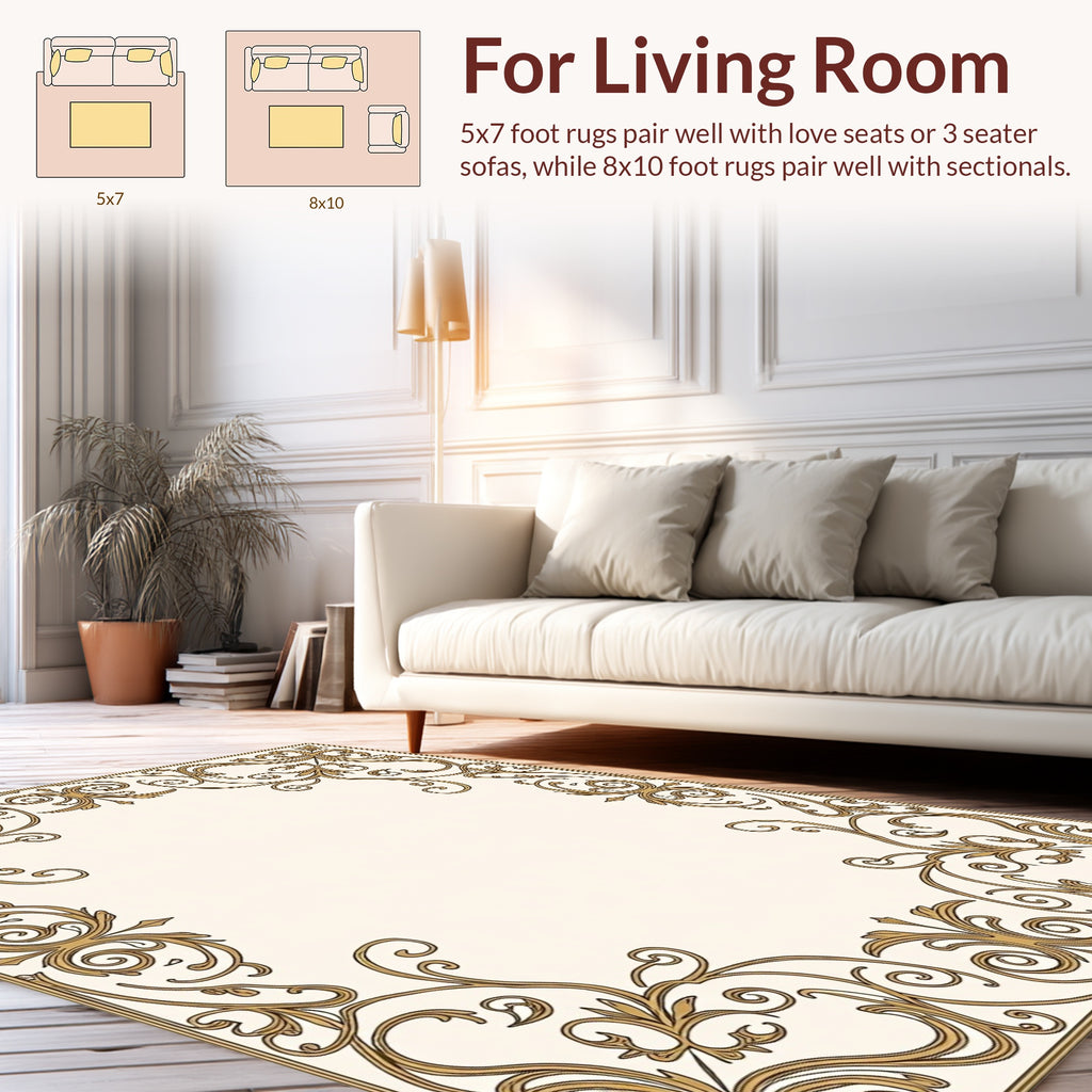 Scrollwork Golden Vintage Pattern Rug