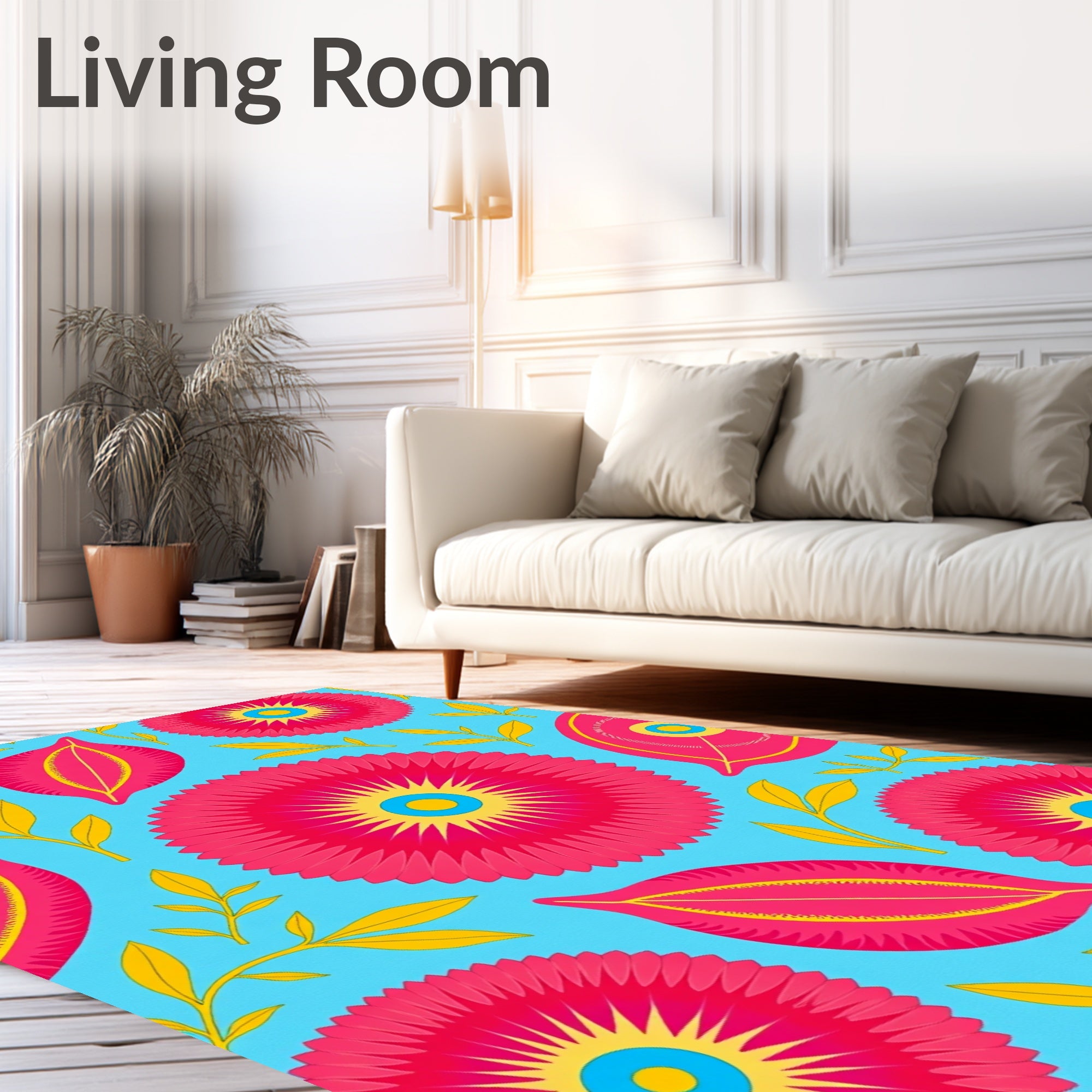 Vibrant Floral Leaf Pattern Rug