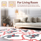 Gray Excavator Pattern With Red Outline Rug