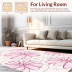 Pink Floral Outline Design Rug