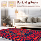 Bold Red Blue Exotic Pattern Rug