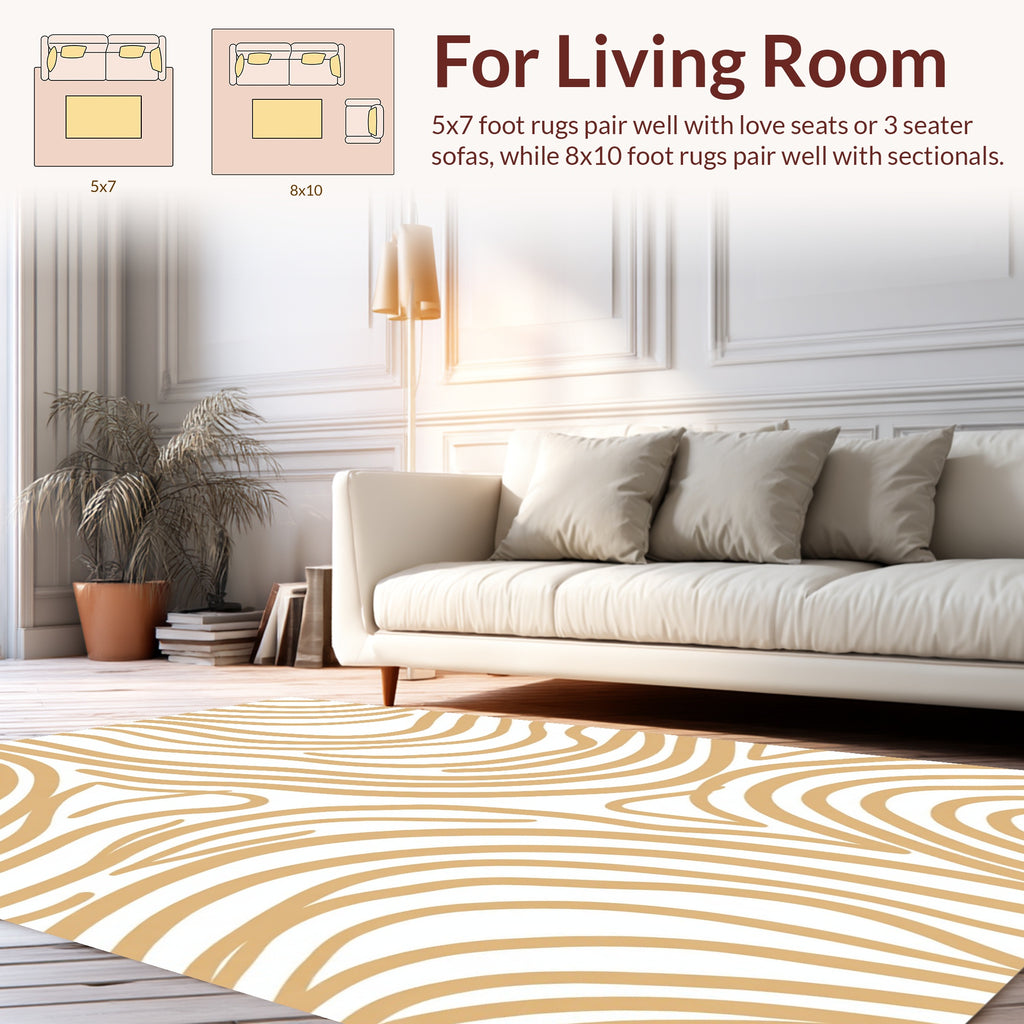 Golden Tan Abstract Swirl Pattern Rug