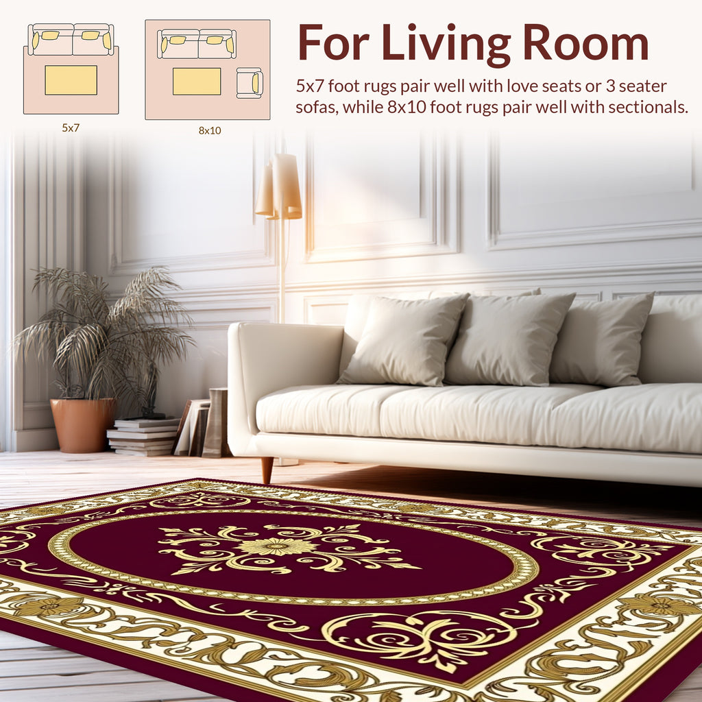 Ornate Floral Swirl Detailed Rug