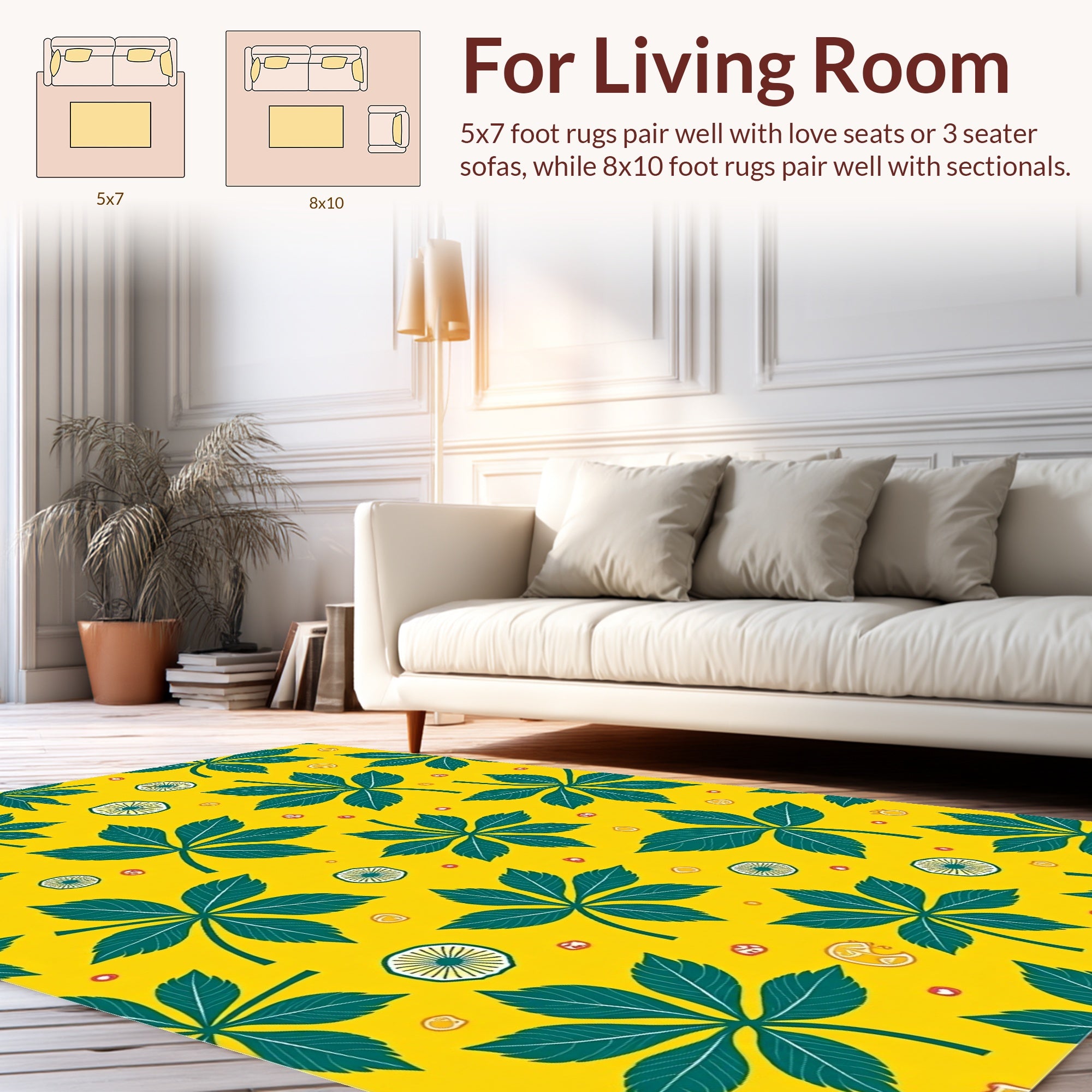 Bold Palm Leaf Pattern Rug