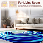 Dynamic Blue Wave Abstract Pattern Rug