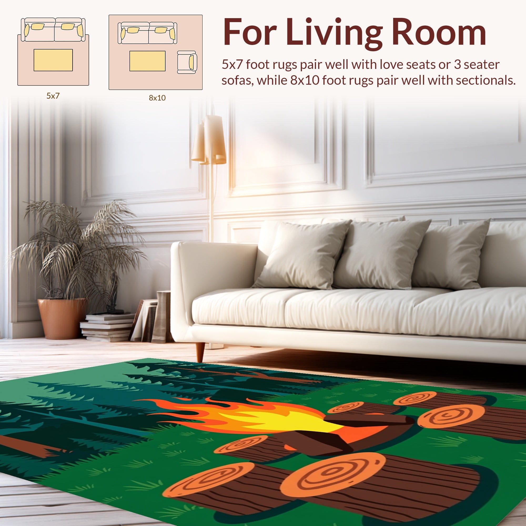 Campfire Scene Woodland Design Rug