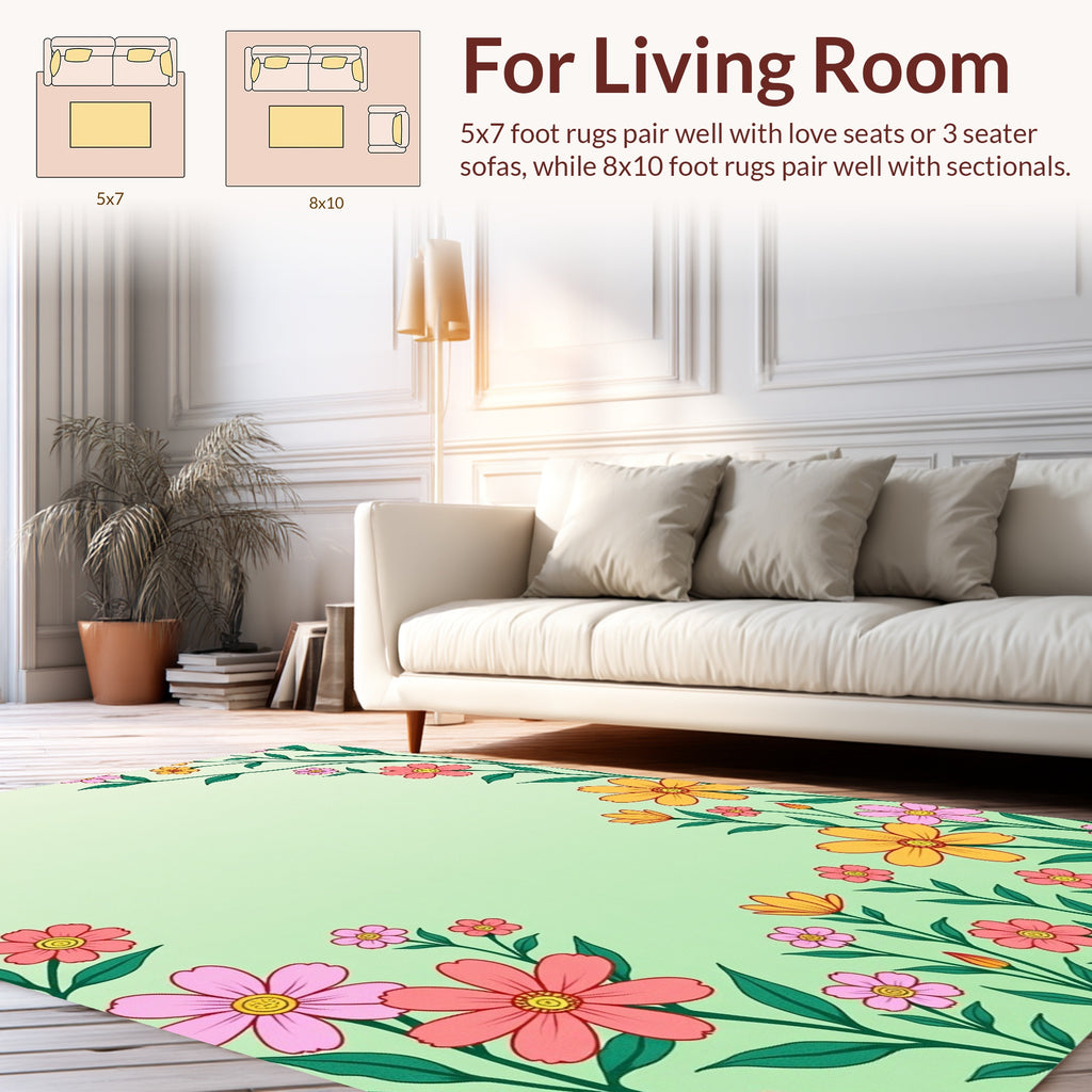Whimsical Floral Design Background Rug